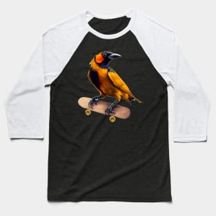 Venezuelan Troupial on a Skateboard Baseball T-Shirt